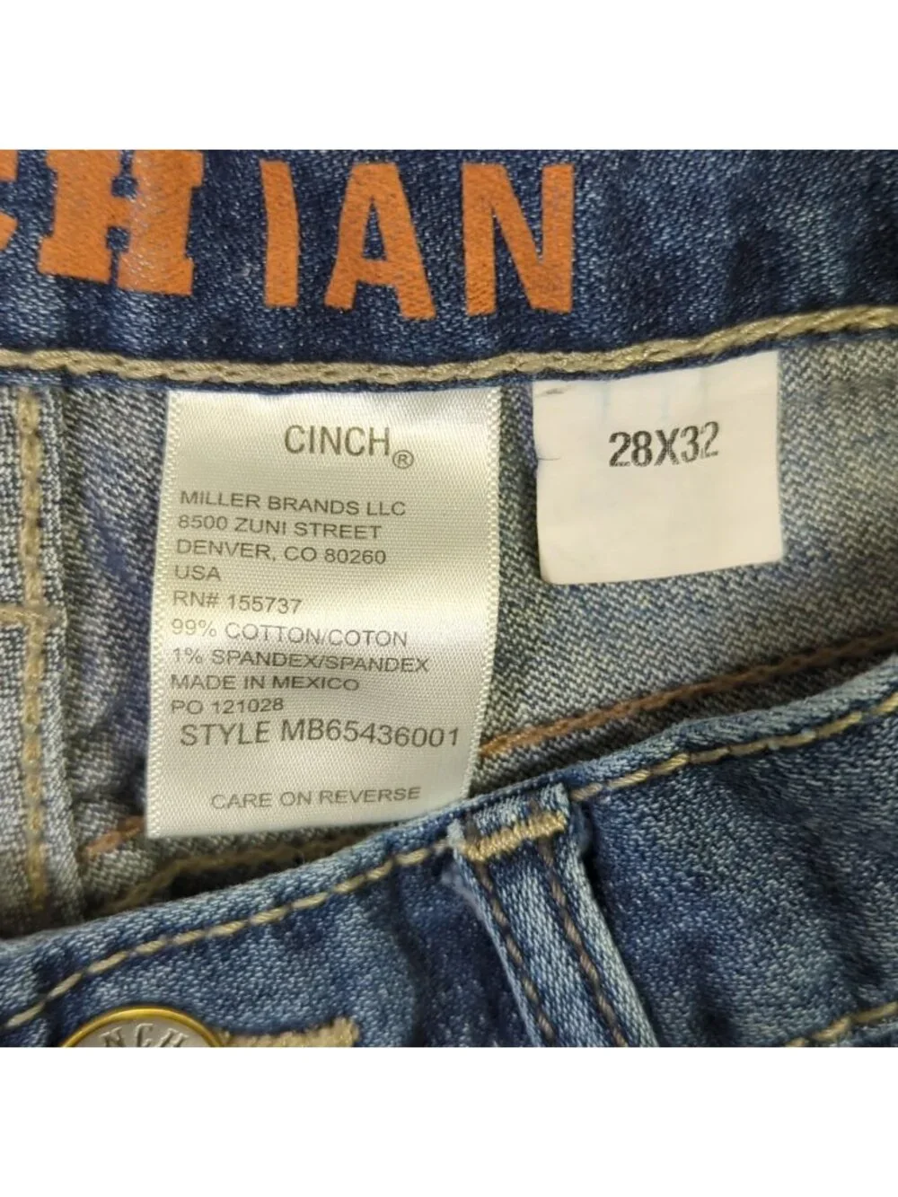 Cinch Jeans Men's 28x32 Fits 27x30 Blue Ian Boot Cut Western Denim Cowboy